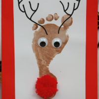 Footprint Reindeer - all you need is a shiny nose!